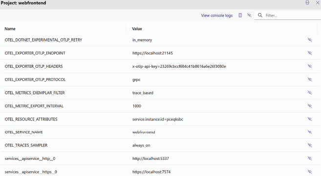 图 1.7：webfrontend 环境变量视图